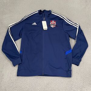 NWT Indiana Soccer USA Adidas Track Jacket Men XL Blue Climalite Full Zip